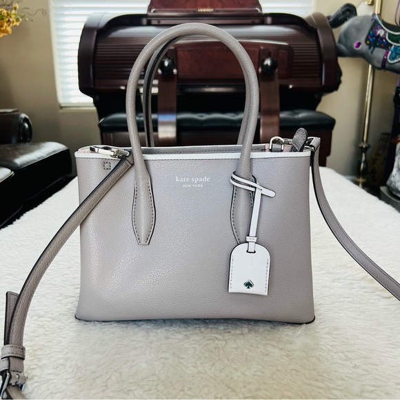 Kate Spade Eva Grain Leather Top Zip Soft Taupe Satchels/Crossbody Small Bag - Picture 15 of 16
